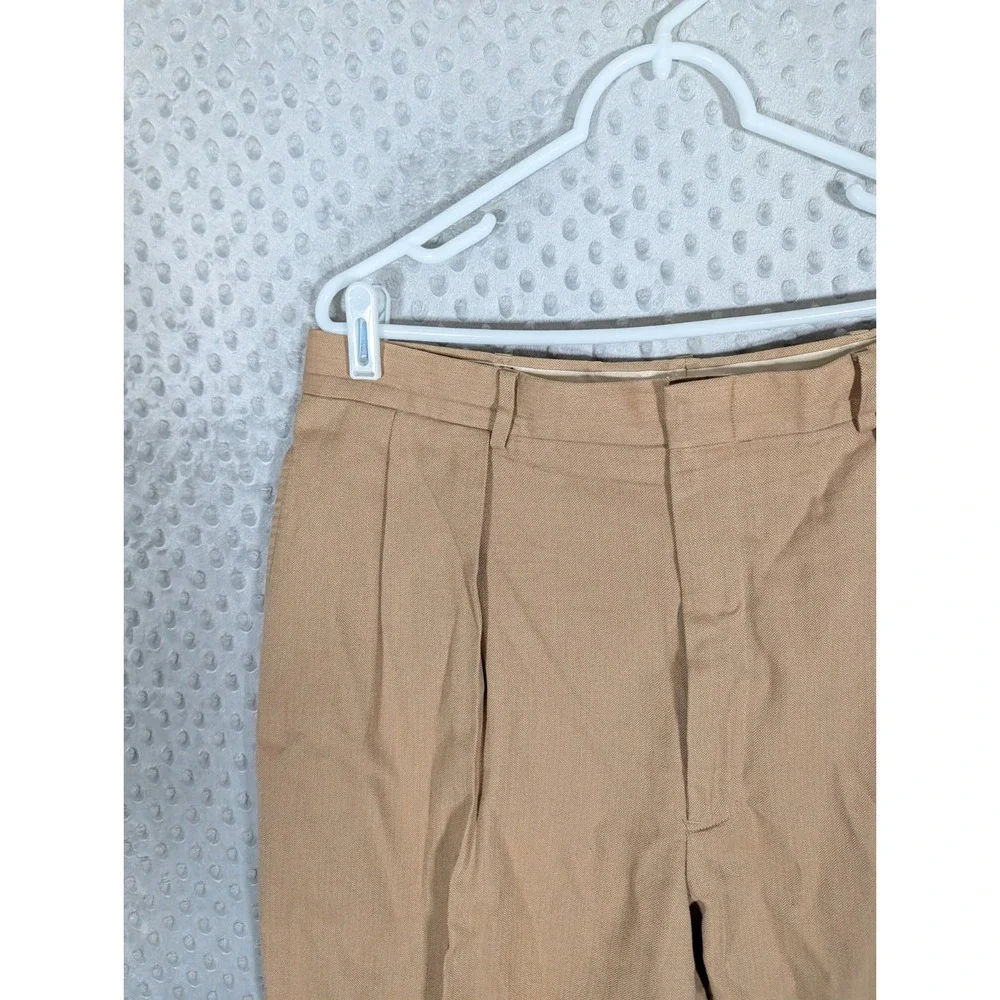 VTG Polo Ralph Lauren Pleated Herringbone Trouser Men 36x31* Beige Cotton Cuffed